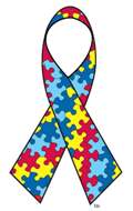 autism awareness ribbon with different colored puzzle pieces