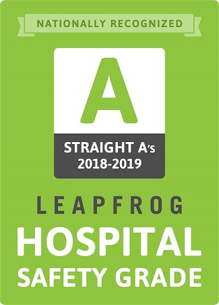Award badge: Leapfrog safety award grade A, fall 2018