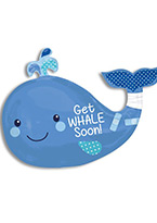 a cute blue mylar balloon in the shape of a whale