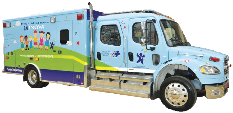 a specialized pediatric ambulance at Inova Fairfax Hospital