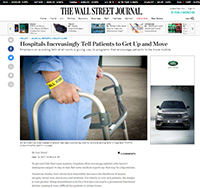 screenshot of the Wall Street Journal - picture of a patient in a hospital gown using a walker